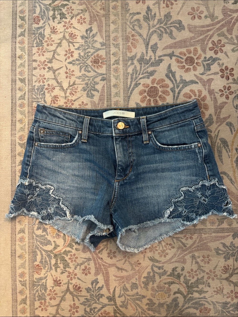Joe's Jeans Blue Denim Shorts with Floral Trim